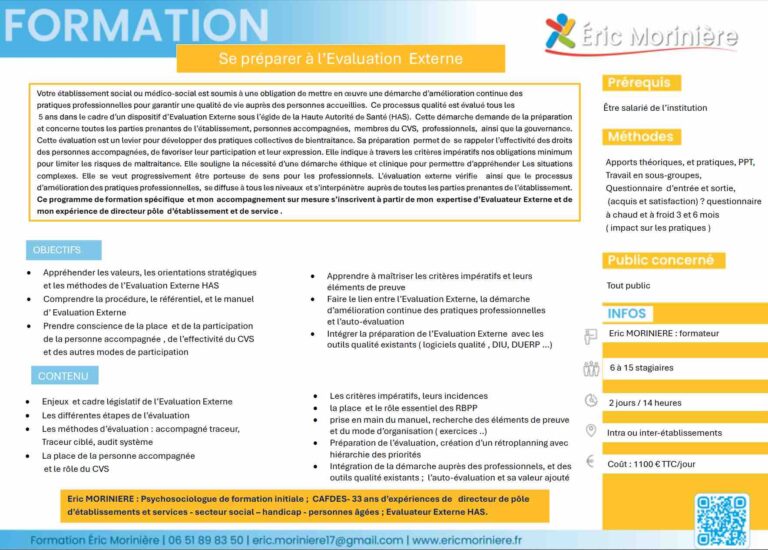 Se préparer à l'évaluation externe Formation se préparer à l'évaluation externe